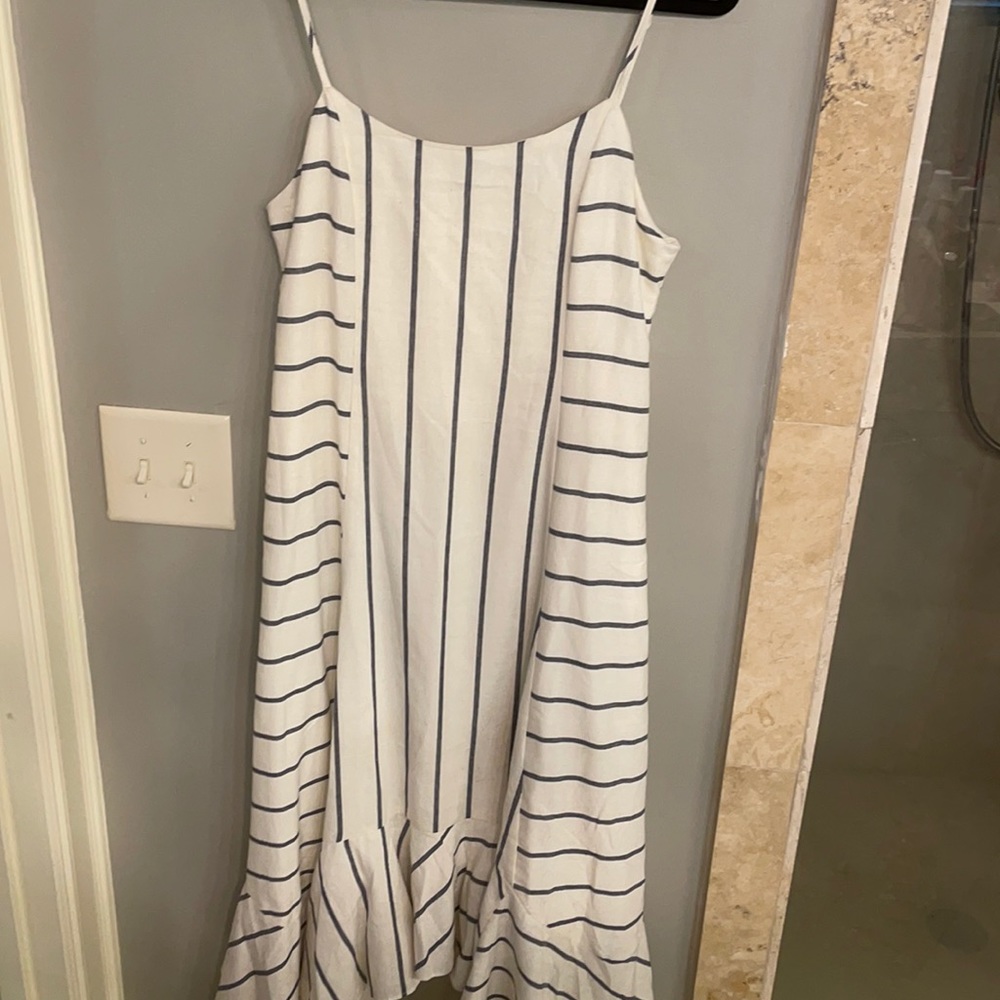 Wilson navy and white striped midi dress